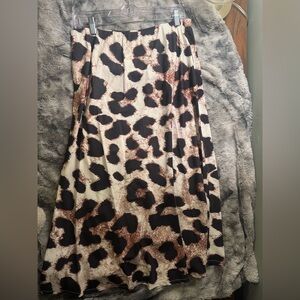 SHEIN Black and Brown Animal Print Midi Skirt NWOT